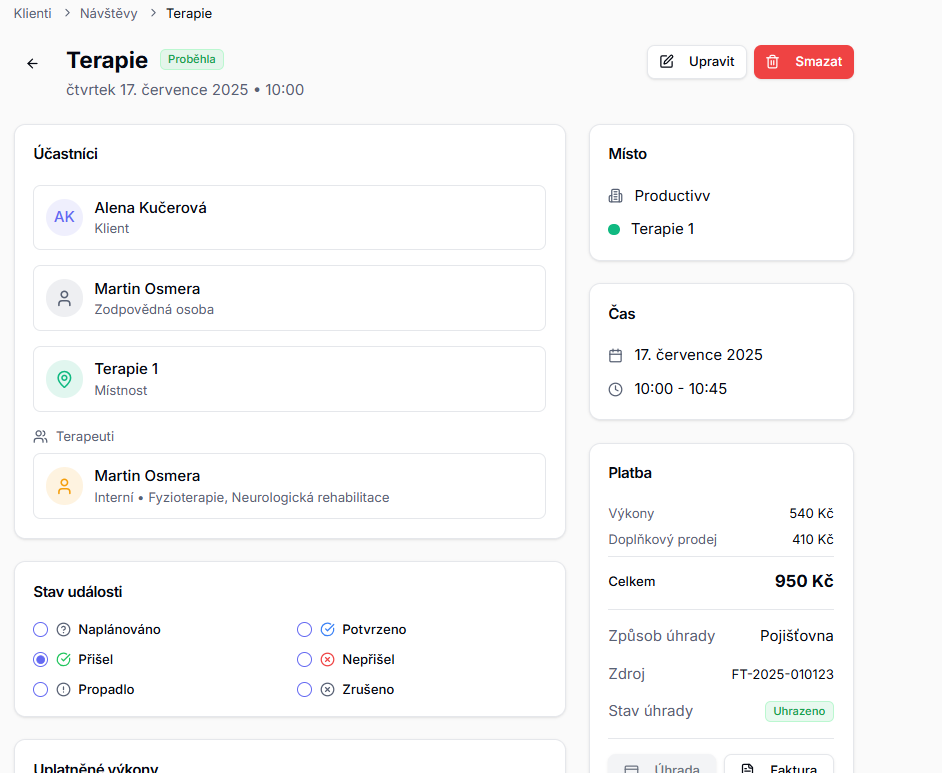 Sengi-Pacienti-Detail udalosti