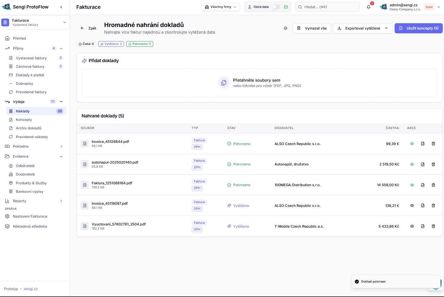 Sengi-Fakturace-HromadnyNahraniNakladu
