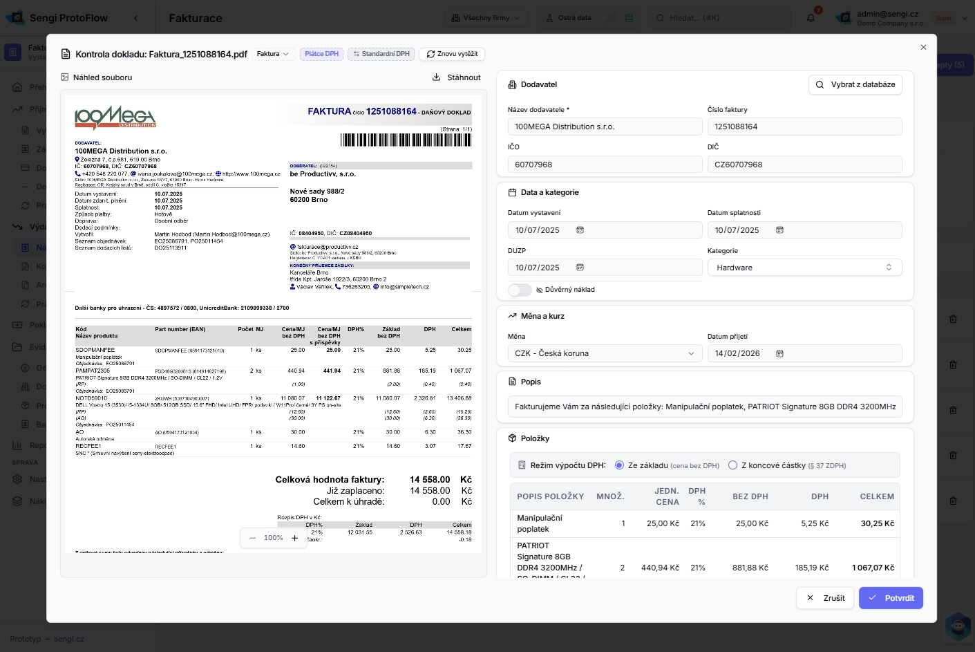 Sengi-Fakturace-HromadnyNahraniNakladuKONTROLA