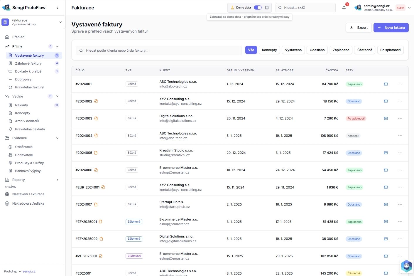 Sengi-Fakturace-seznamfaktur